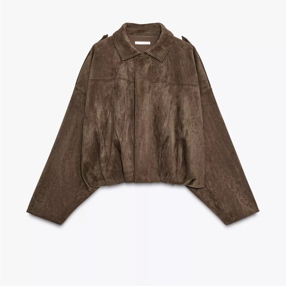 Zara SUEDE EFFECT BOMBER JACKET - Picture 2 of 3